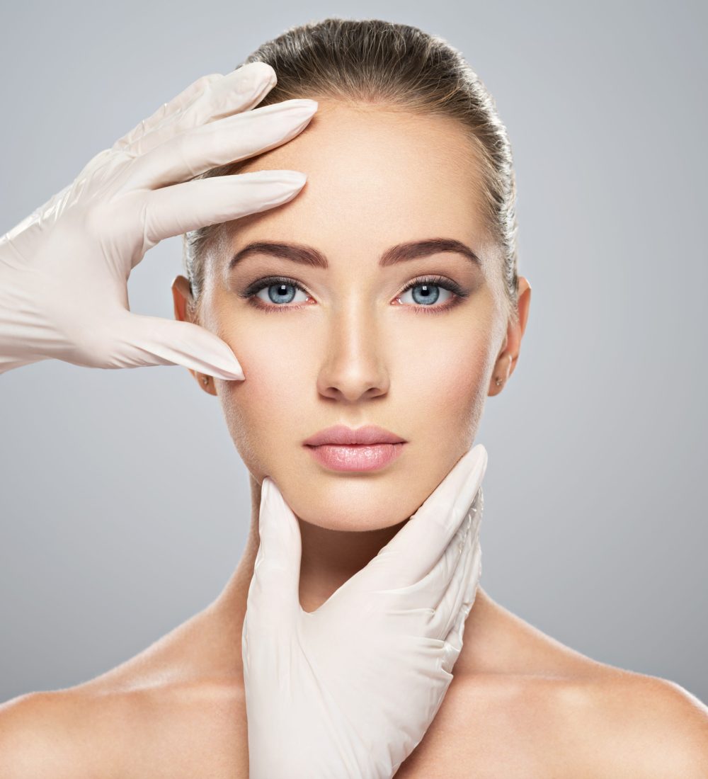Face,Skin,Check,Before,Plastic,Surgery.,Beautician,Touching,Woman,Face.